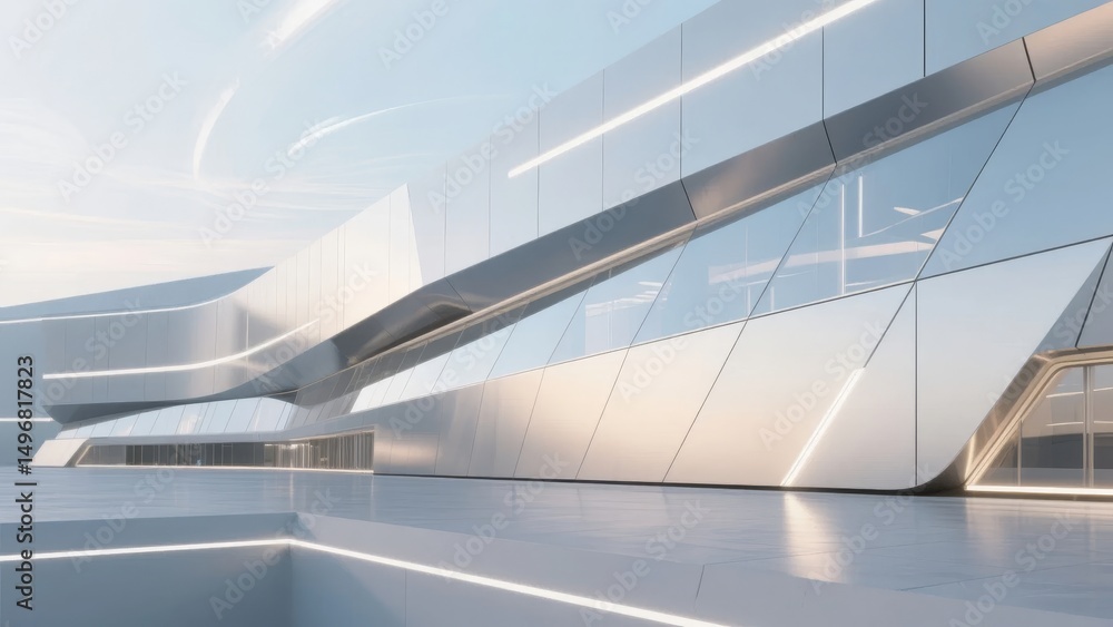 Fototapeta premium Modern Architectural Structure with Reflective Glass Panels