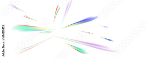Set of rainbow light flares, reflection effect, falling confetti. Light rainbow lights with transparent effect, sparkling prism, stripe overlay, vector, png.