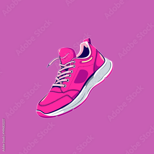 Pink womens athletic sneaker shoe illustration