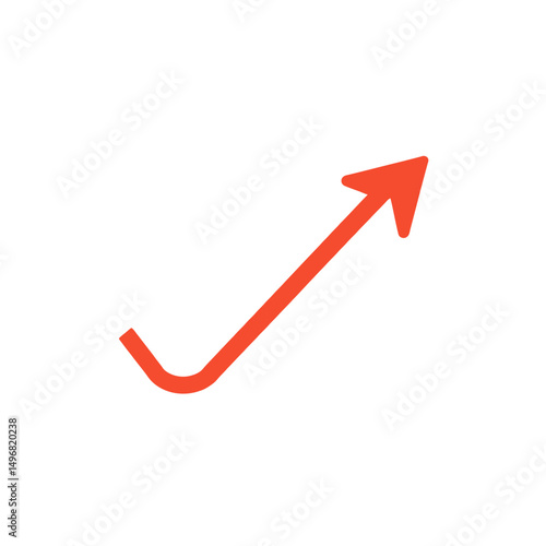 Red upward trending arrow icon graphic