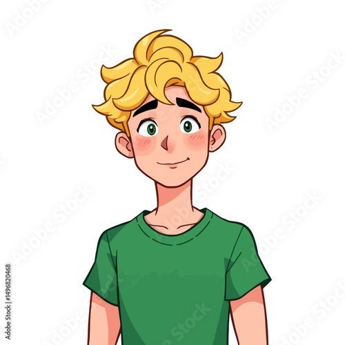 Happy blonde boy cartoon illustration