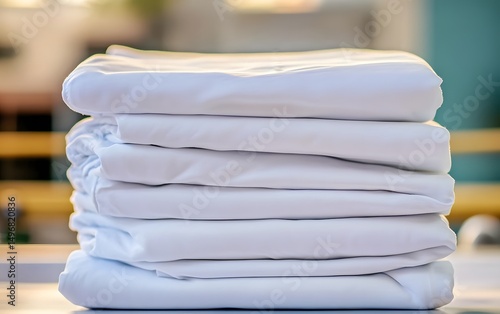 Neat Stack of Folded White Cotton Fabrics