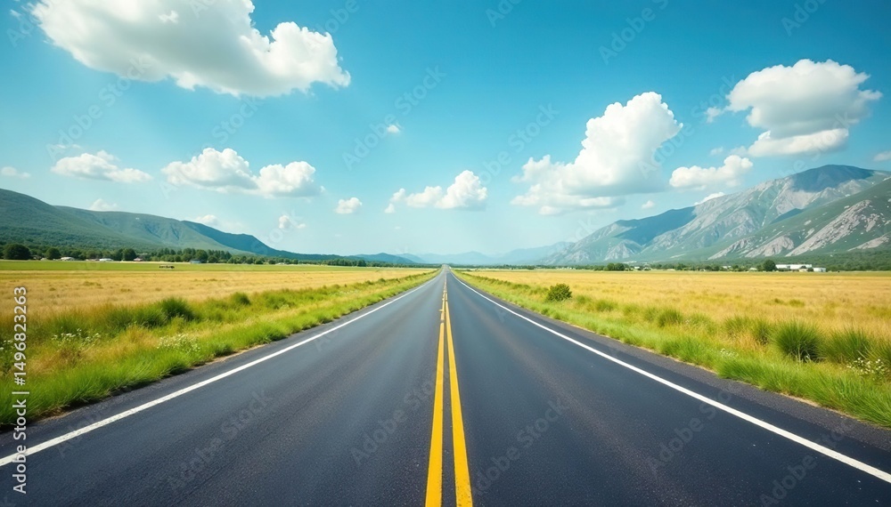 Fototapeta premium Defensive driving techniques shown on empty road, landscape, secure, horizon