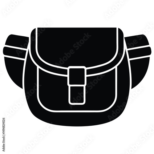 Simple waist bag icon in a glyph style, a travel fanny pack symbol for modern lifestyle.