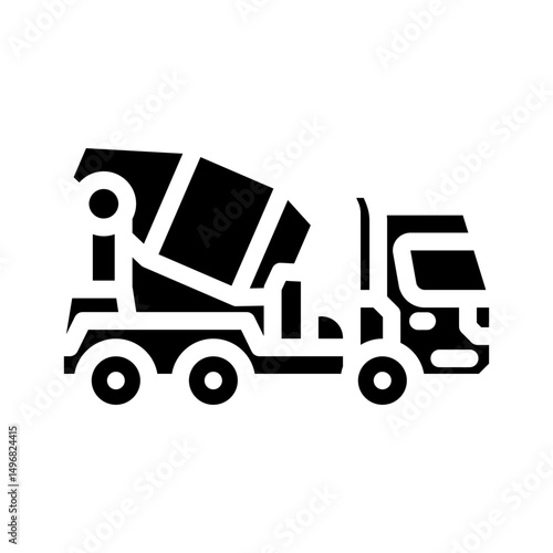 mixer truck cement glyph icon vector illustration