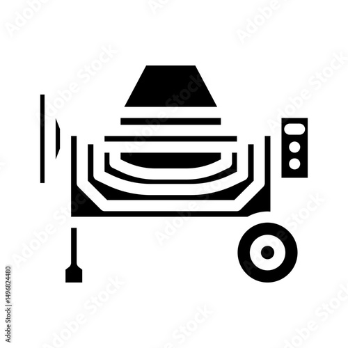 concrete mixer machine cement glyph icon vector illustration