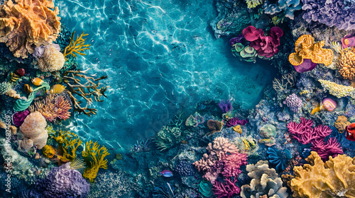 Fototapeta Naklejka Na Ścianę i Meble -  A top  down view of a colorful cor  2ABEC