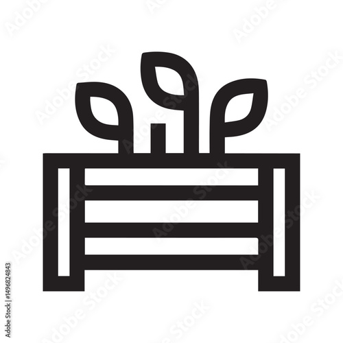 Flowerpot outline icon on whitebackground
