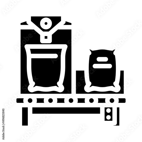 bagging machine cement production glyph icon vector illustration