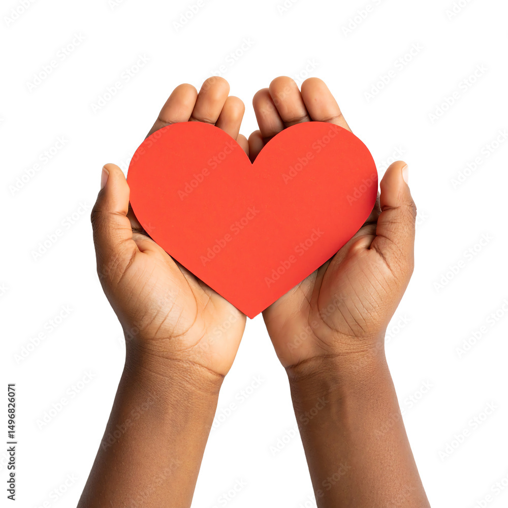 Obraz premium Hands holding a red heart symbol of love.
