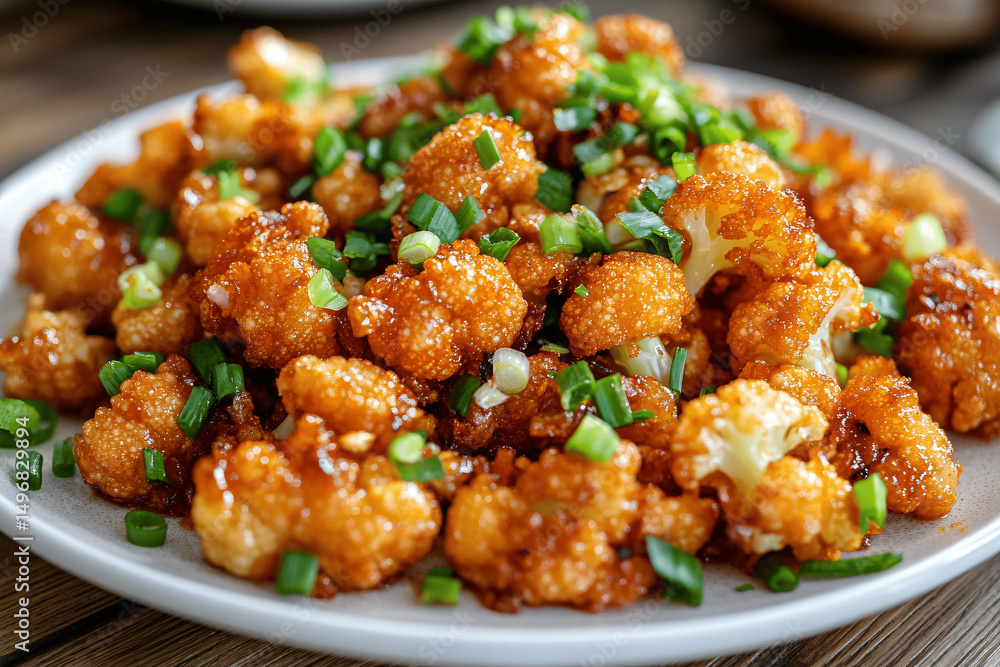 Crispy Roasted Cauliflower Florets with Fresh Green Onions on Plate – Healthy Appetizer or Side Dish Crispy Roasted Cauliflower Florets with Fresh Green Onions on Plate – Healthy Appetizer or Side Dish