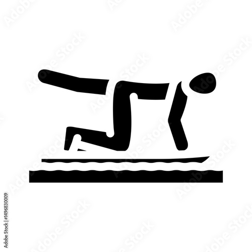 paddle board yoga glyph icon vector illustration