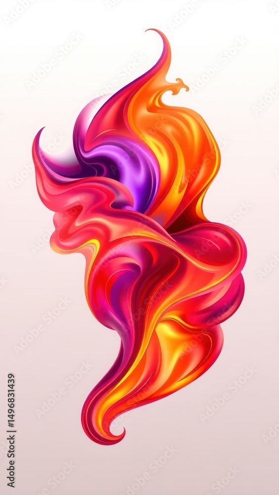 Mobile wallpaper, abstract colorful swirl with shades of red orange and purple on white background Mobile wallpaper, abstract colorful swirl with shades of red orange and purple on white background