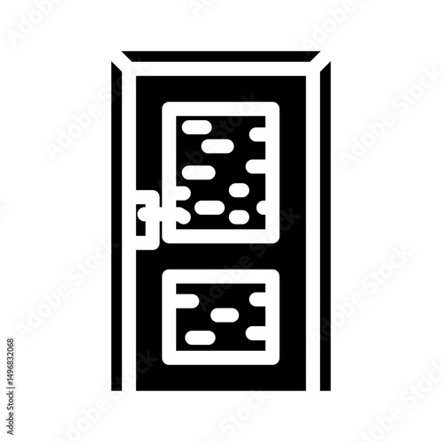 door wood frame house glyph icon vector illustration