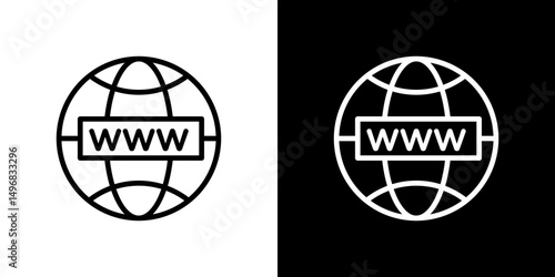 Website globe icon stroke vector icon simple black style, illustration.