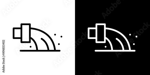 Waste water icon stroke vector icon simple black style, illustration.