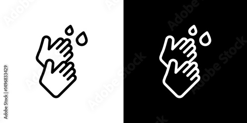 Wash hands icon stroke vector icon simple black style, illustration.