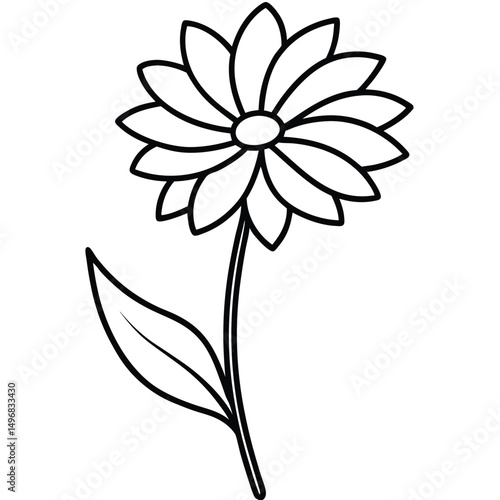 Simple daisy flower outline drawing, a perfect coloring page for kids and adults