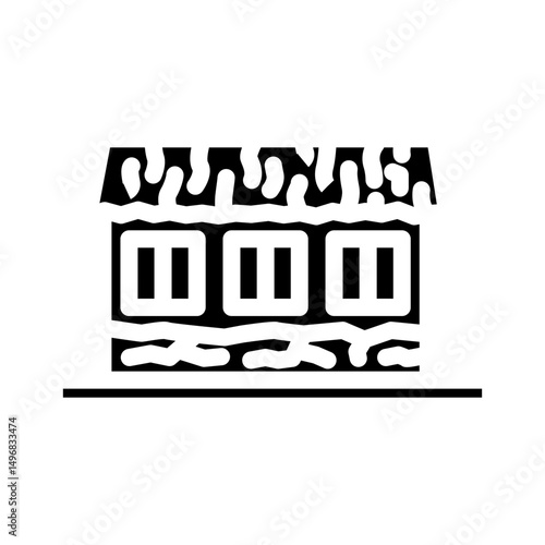 wood cabin thatched roof glyph icon vector illustration