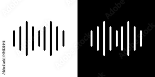 Voice icon stroke vector icon simple black style, illustration.