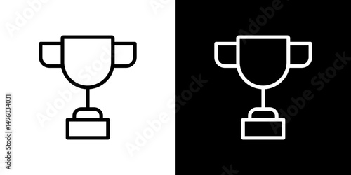 Trophy icon stroke vector icon simple black style, illustration.
