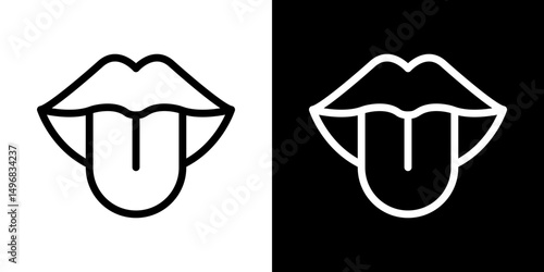Tongue icon stroke vector icon simple black style, illustration.