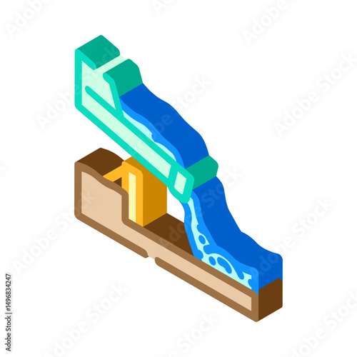pouring cement isometric icon vector illustration