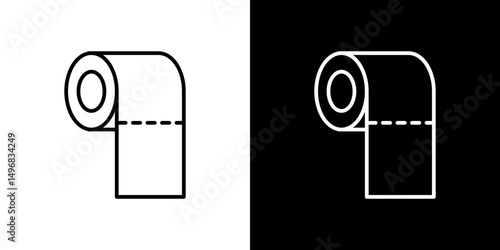 Toilet Paper icon stroke vector icon simple black style, illustration.