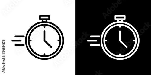 Time fast icon stroke vector icon simple black style, illustration.