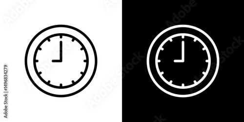 Time icon stroke vector icon simple black style, illustration.