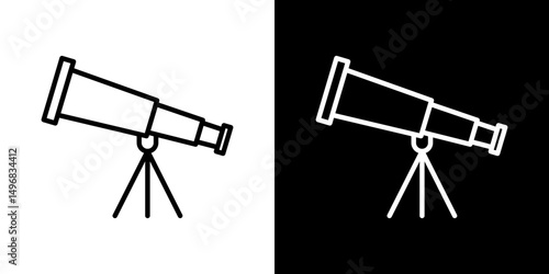 Telescope icon stroke vector icon simple black style, illustration.