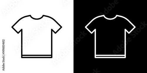 T shirt icon stroke vector icon simple black style, illustration.