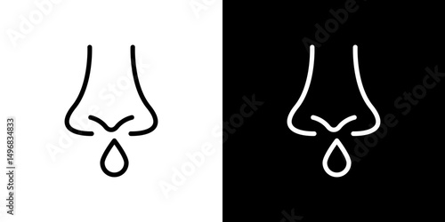 Stuffy nose icon stroke vector icon simple black style, illustration.