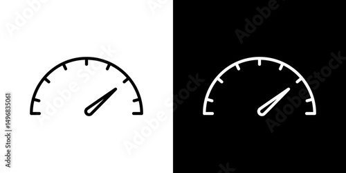 Speedometer icon stroke vector icon simple black style, illustration.