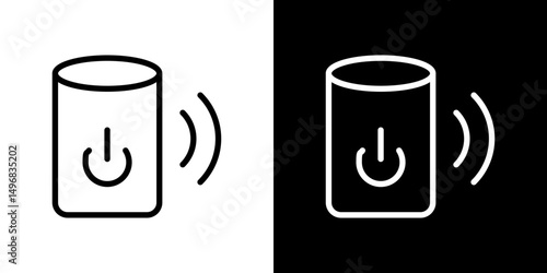 Smart speaker icon stroke vector icon simple black style, illustration.