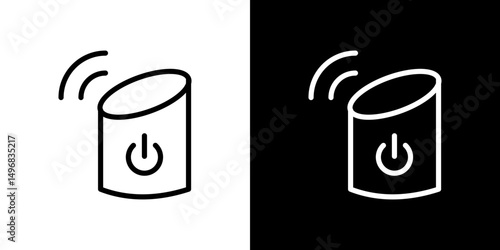 Smart speaker icon stroke vector icon simple black style, illustration.