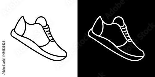 Shoes icon stroke vector icon simple black style, illustration.