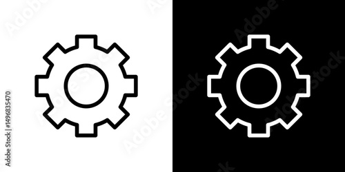 Settings icon stroke vector icon simple black style, illustration.
