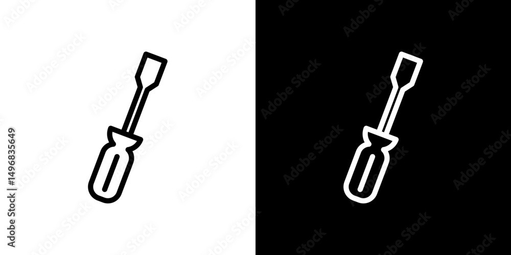 Screwdriver icon stroke vector icon simple black style, illustration. Screwdriver icon stroke vector icon simple black style, illustration.
