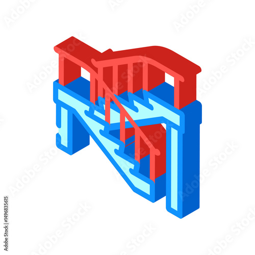 concrete stairs cement isometric icon vector illustration