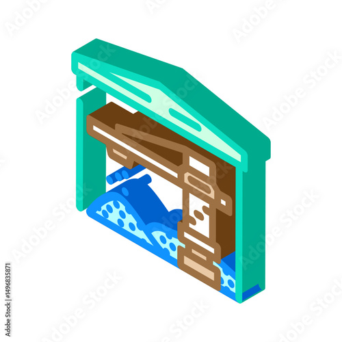 raw materials storage cement production isometric icon vector illustration