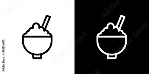 Rise Bowl icon stroke vector icon simple black style, illustration.