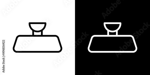 Rear mirror icon stroke vector icon simple black style, illustration.