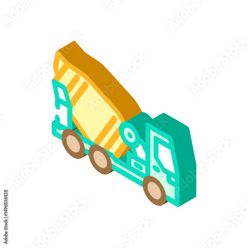 truck cement production isometric icon vector illustration