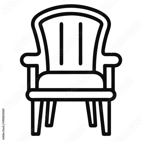 Elegant vintage armchair line art vector icon, symbol of comfort and interior design