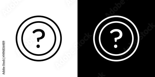 Question mark icon stroke vector icon simple black style, illustration.