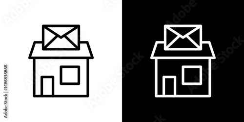 Post office icon stroke vector icon simple black style, illustration.