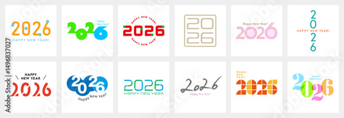  2026年 ハッピーニューイヤー・ロゴセット [カラー]