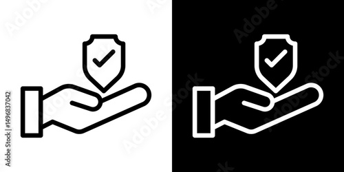Policyholder icon stroke vector icon simple black style, illustration.