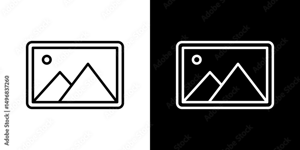 Picture icon stroke vector icon simple black style, illustration. Picture icon stroke vector icon simple black style, illustration.